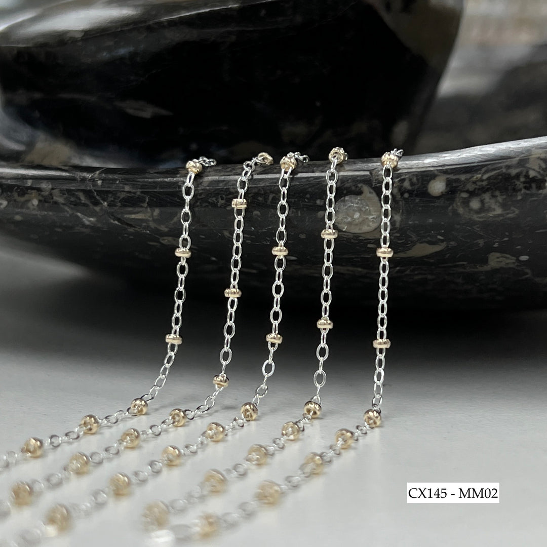 CX145 Mixed Metal 2 Tone Flat Cable Satellite Chain by the foot