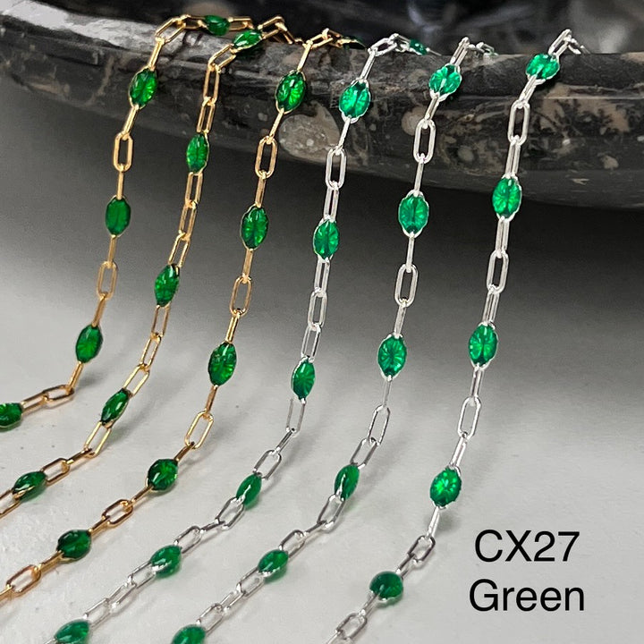 CX27: Enamel Paperclip Chain by the foot