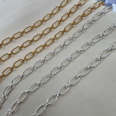 CX48T: 3mm Textured Oval Alternating Chain by the foot