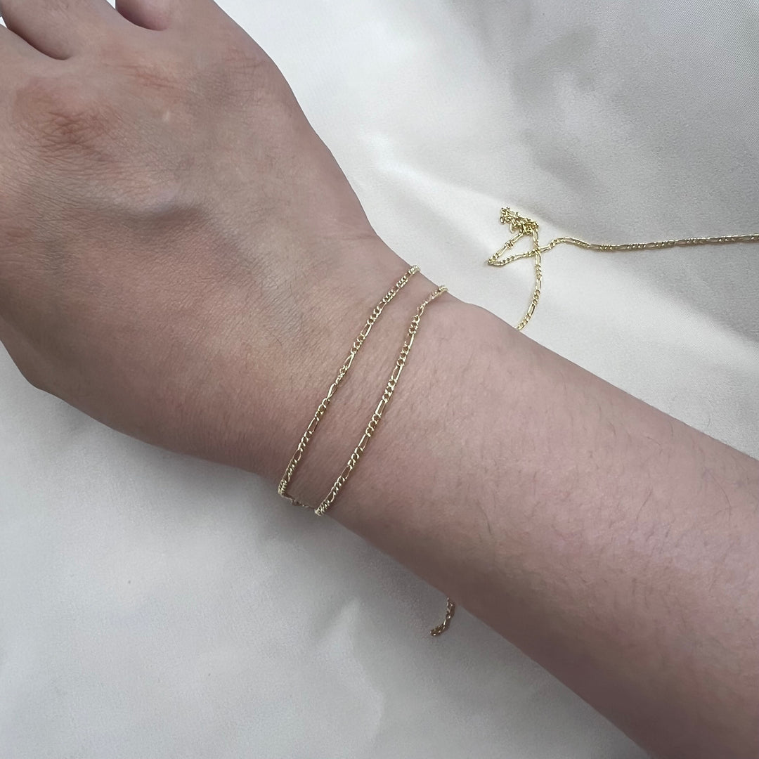 14kt Gold 1.5mm Hollow Figaro Chain by the inch