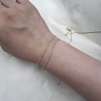 14kt Gold 1.5mm Figaro Chain by the inch