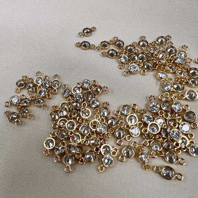 3mm CZ Yellow Gold Filled Connectors (pack of 3)