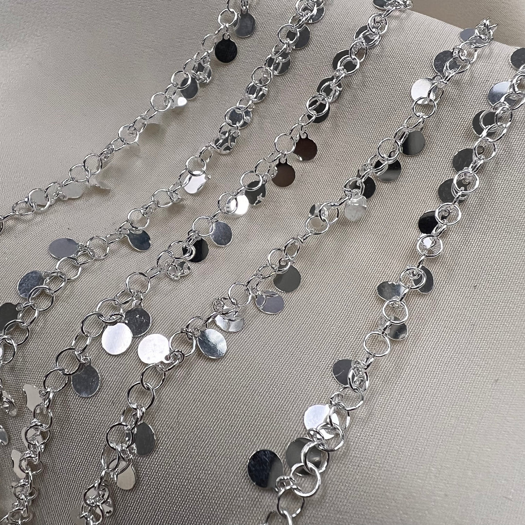 CX110: 3.8mm Wide Disco Charm Chain - Sterling Silver - by the foot