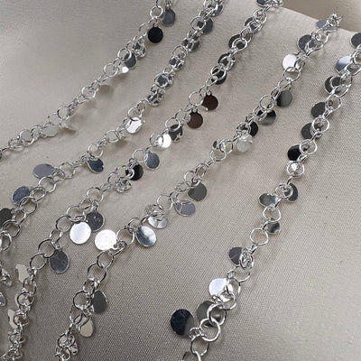 CX110: 3.8mm Wide Disco Charm Chain - Sterling Silver - by the foot