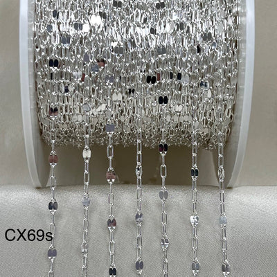 CX69S: 2.6mm Sequin + Paperclip (3+1) chain by the foot