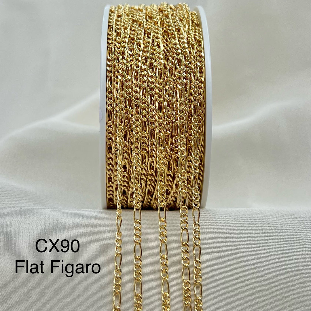 CX90 - Flat 2.1mm Figaro chain by the foot