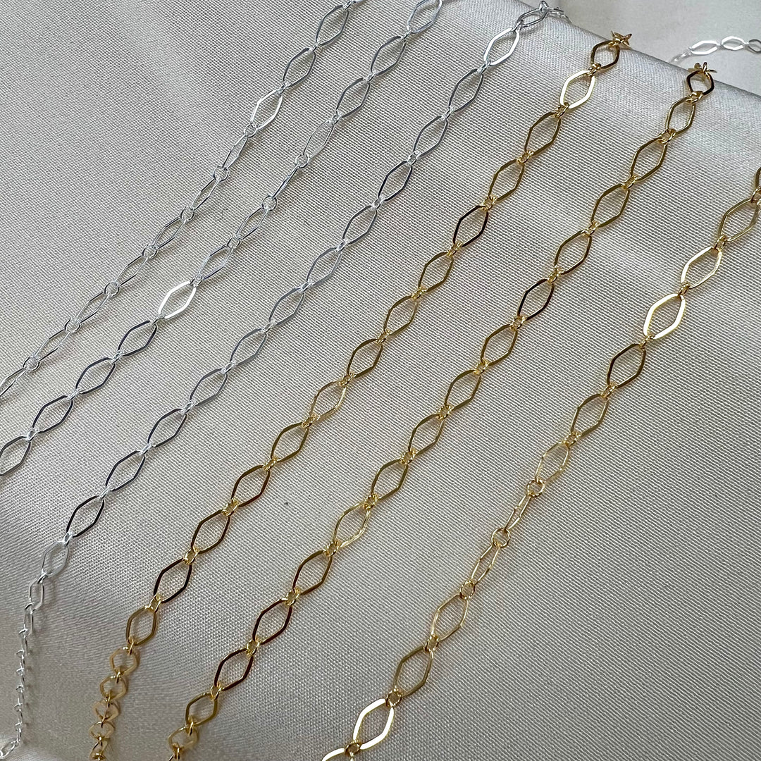 CX78: Alternating 3mm Diamond Link chain by the foot