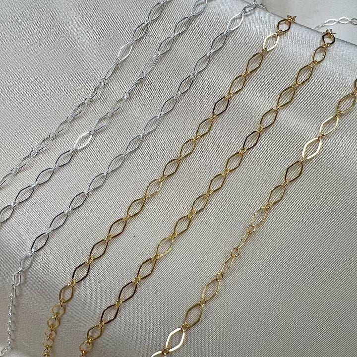CX78: Alternating 3mm Diamond Link chain by the foot