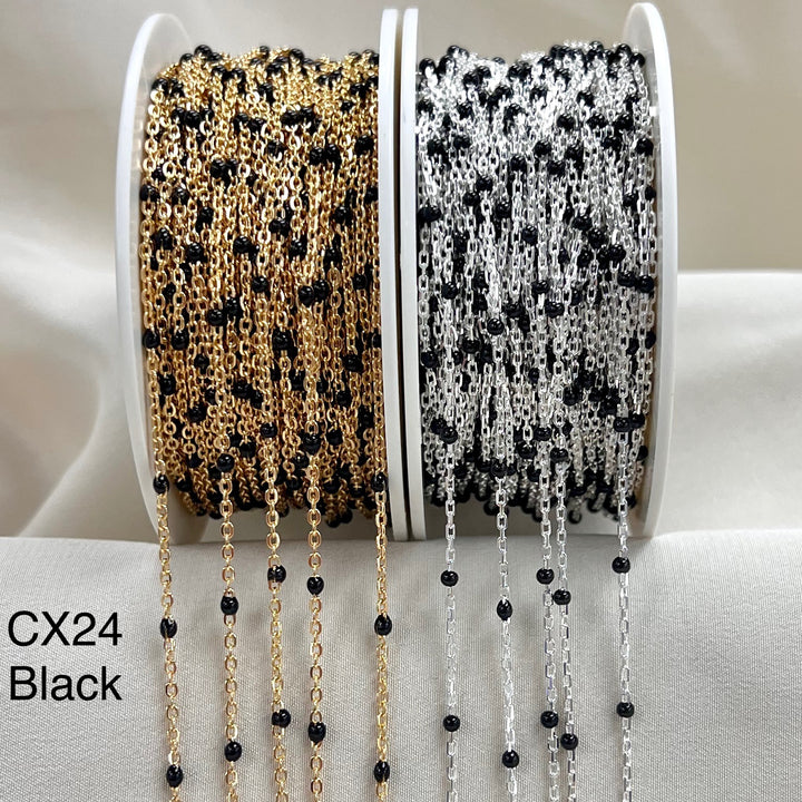 CX24: 15mm Space Enamel Satellite Chain by the foot (24GA Jump Ring)