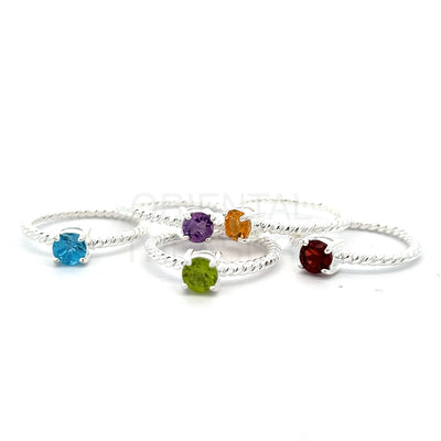 Genuine Gemstone Rope Stackable Rings