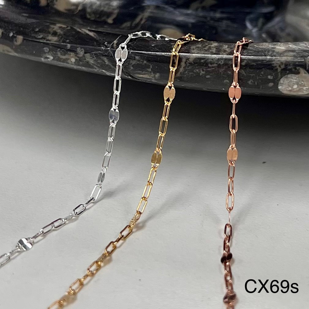 CX69S: 2.6mm Sequin + Paperclip (3+1) chain by the foot