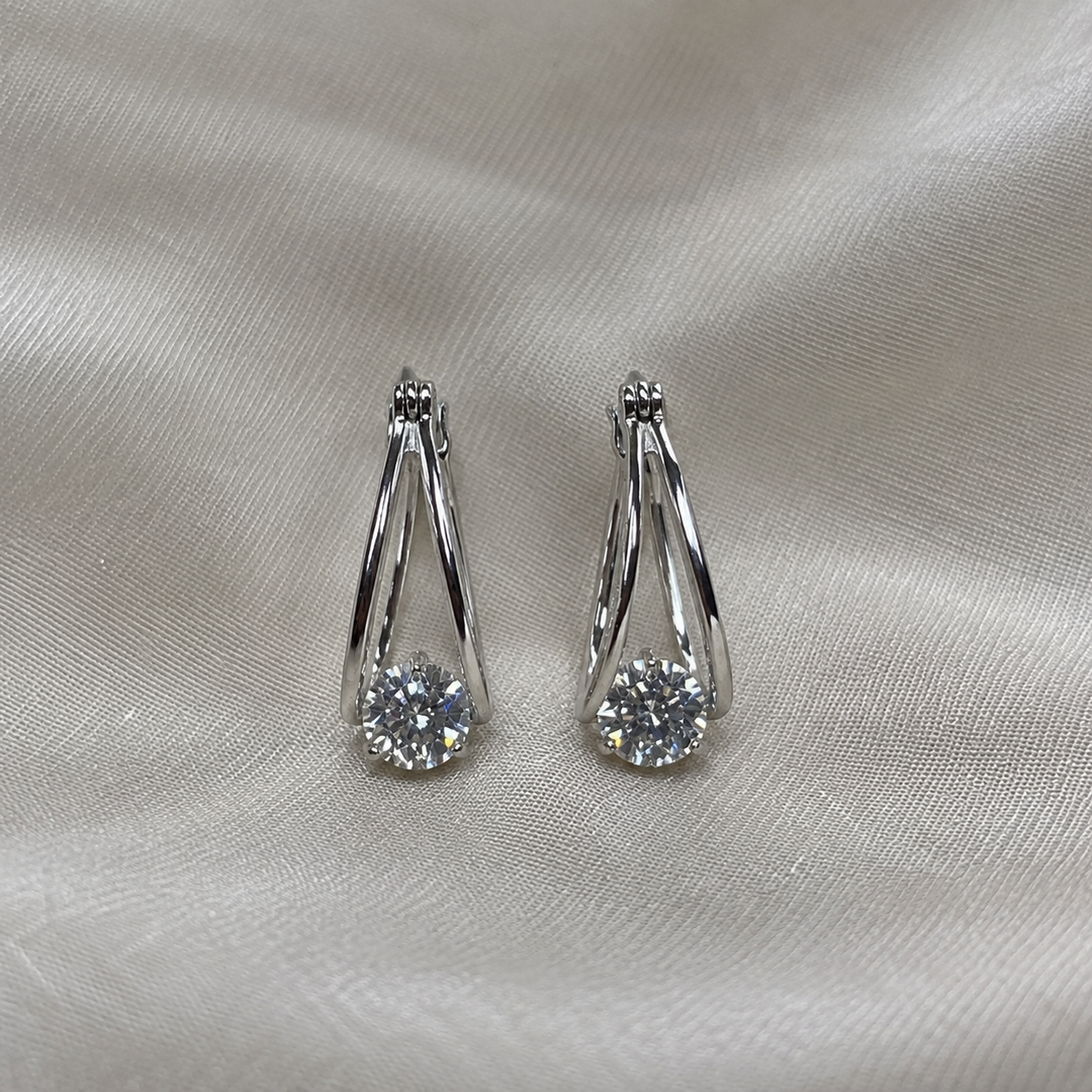 742C2490 - Floating CZ Hoop Earrings