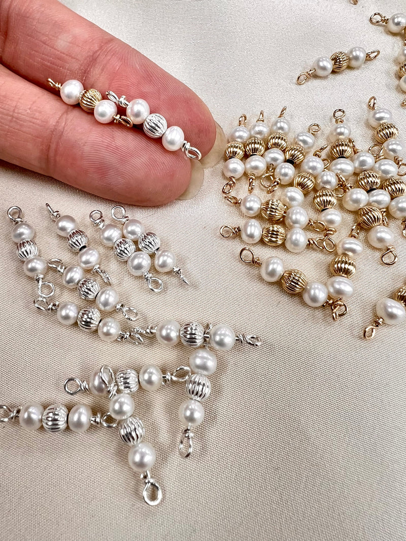 CN08 “Ariel”  Pearl + Bead Connecters (Pack of 2)