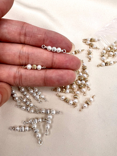 CN08 “Ariel”  Pearl + Bead Connecters (Pack of 2)