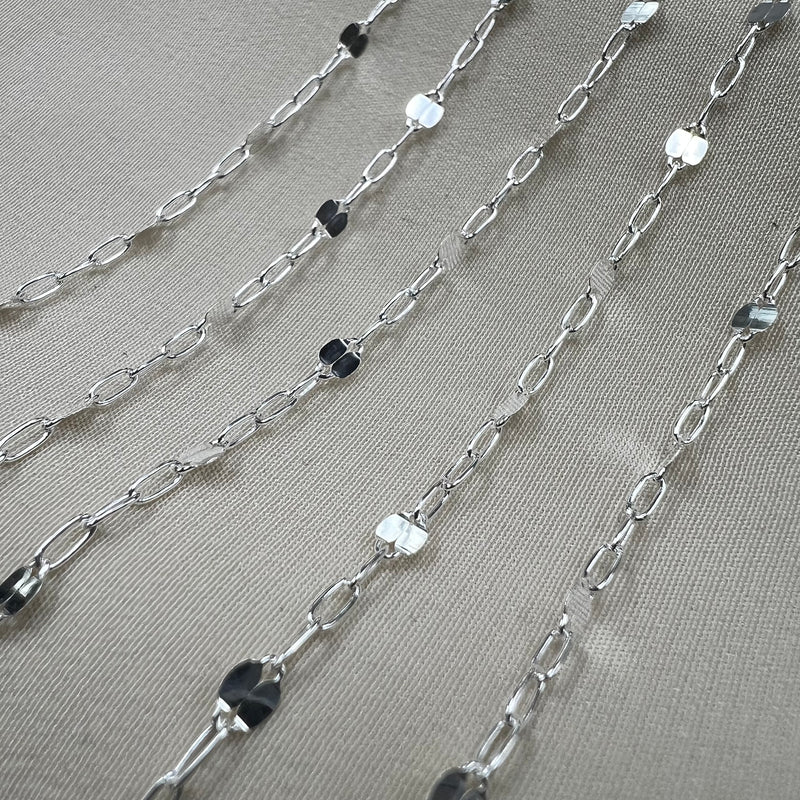 CX69S: Sequin + Paperclip Chain  - By the Foot