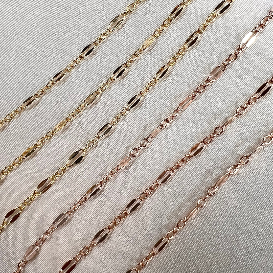 CX36S: Long + Short Small 2mm Lace Chain by the Foot