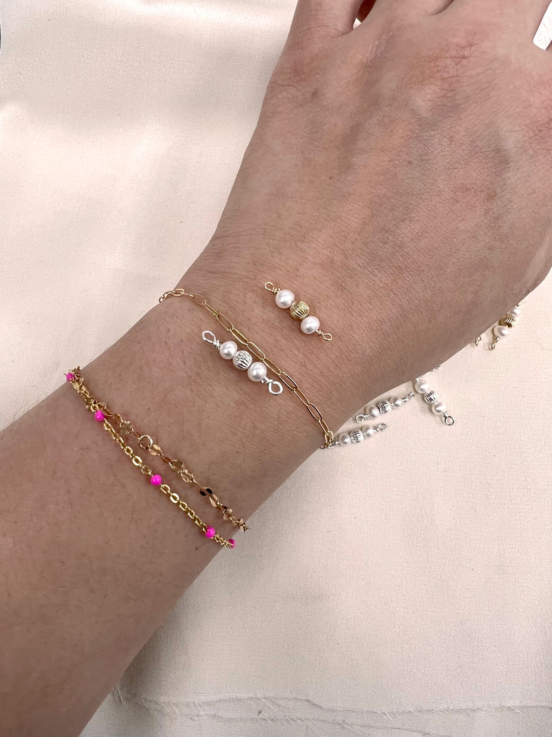 CN08 “Ariel”  Pearl + Bead Connecters (Pack of 2)
