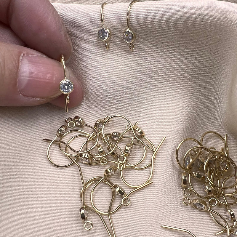 Wire Bezel Rings 4mm CZ Bezel Ear Wire with open Ring (1 pairs) – Oriental Treasure