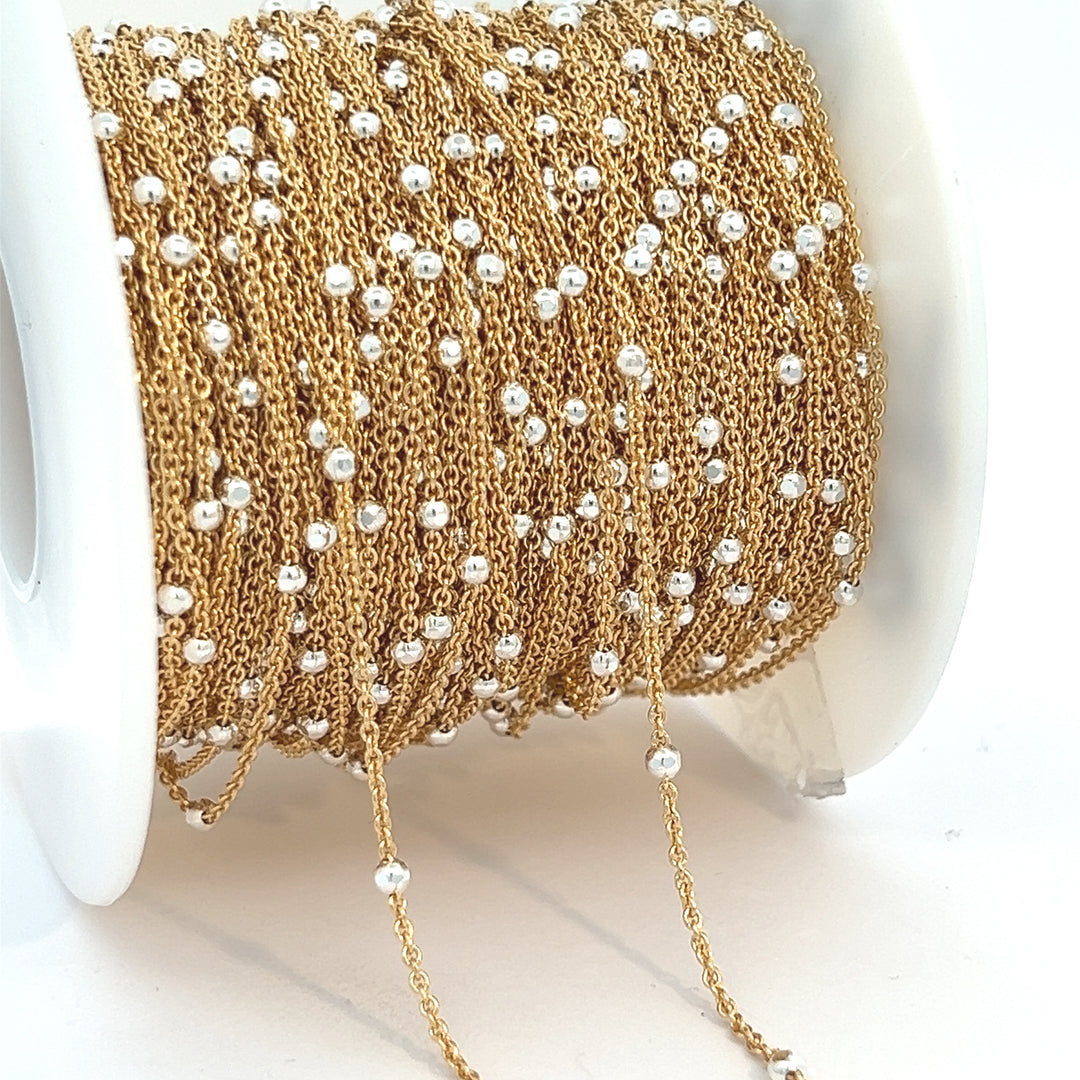 CX85 - Mixed Metal 2 Tone 2.3mm Satellite Chain by the foot (26GA Jump Ring ONLY)