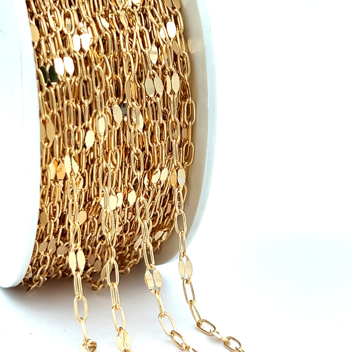 CX69L: 3.2mm Sequin + Paperclip (3+1) chain by the foot