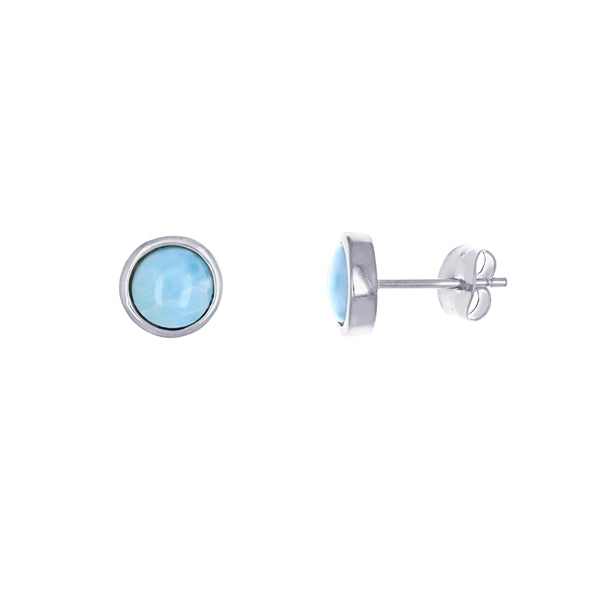 Larimar 7mm Bezel Studs