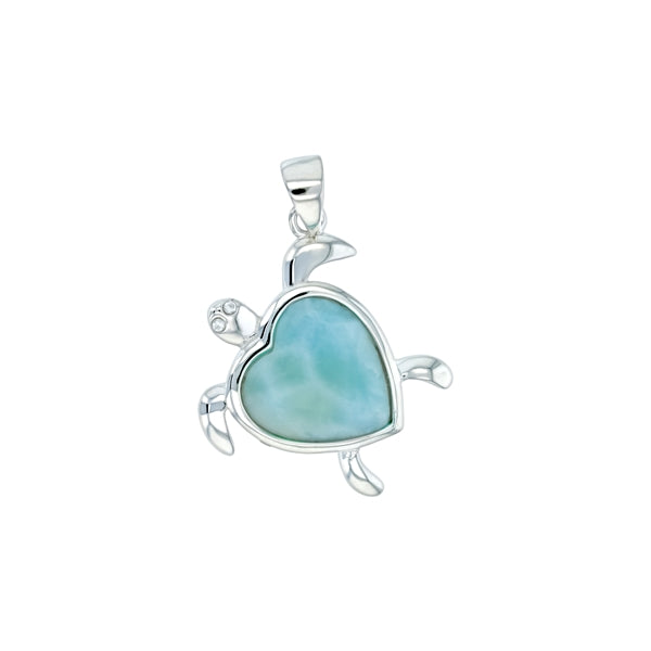 Larimar Turtle Heart Pendant