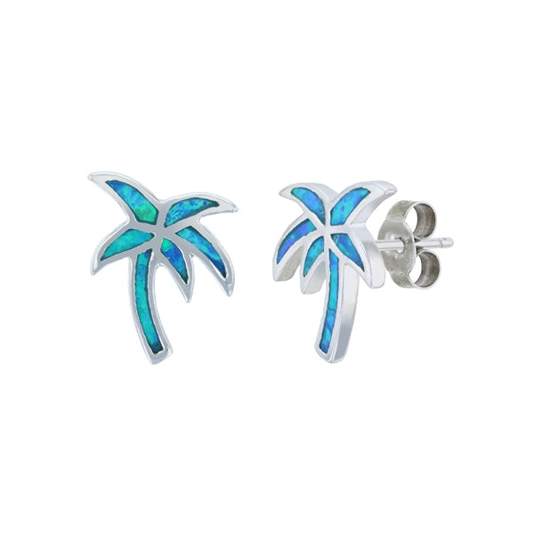 Palm Tree Opal Stud Earrings