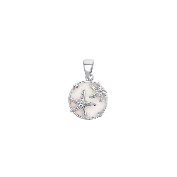 Starfish White Opal Background Pendant