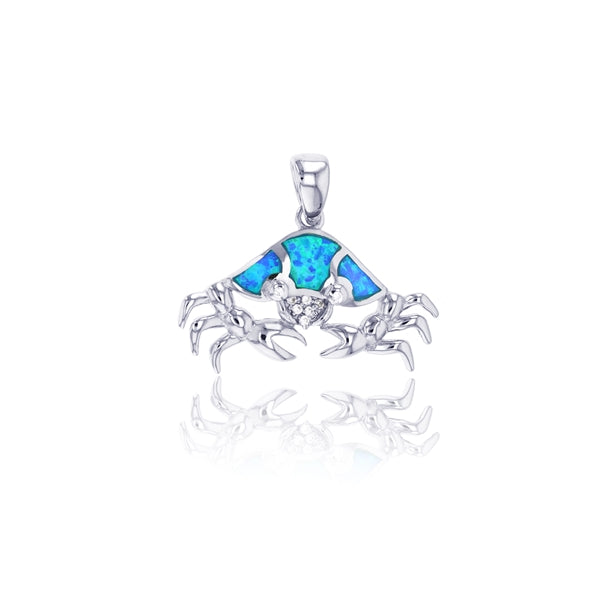 Large Crab Blue Opal Pendant