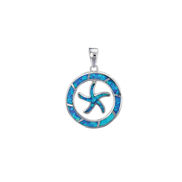 Starfish Blue Opal CZ Pendant