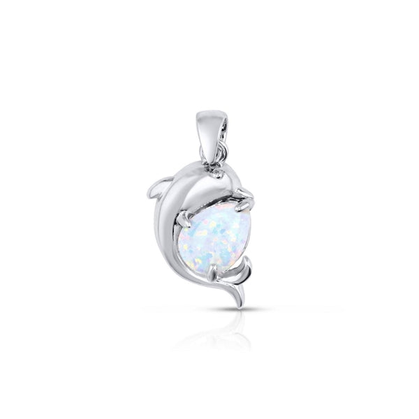 Dolphin White Opal Pendant