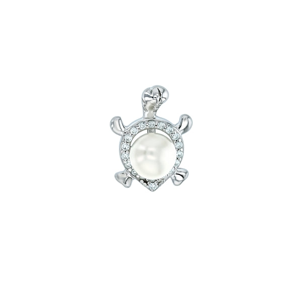 Turtle Pearl Pedant with CZ Halo