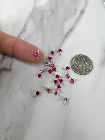 3mm CZ Drop Perpendicular Ring Charms (Pack of 3)