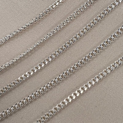 CX33F - Flat Curb Chain Sterling Silver Chain by the foot