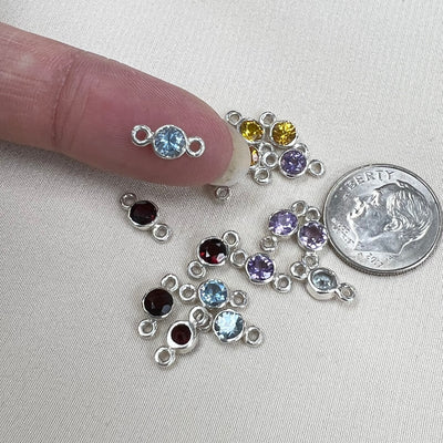 Gemstone Sterling Silver Connectors (1 piece)