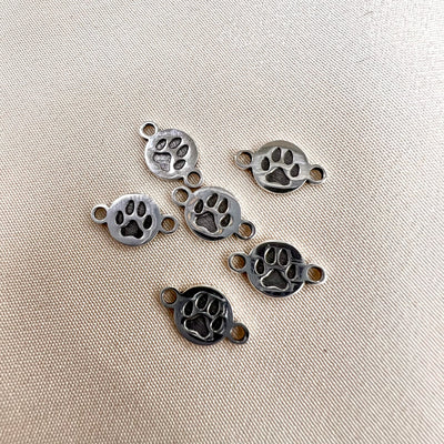 CN-11 Paw Print 6mm Disc SS Connectors (Pack of 3)