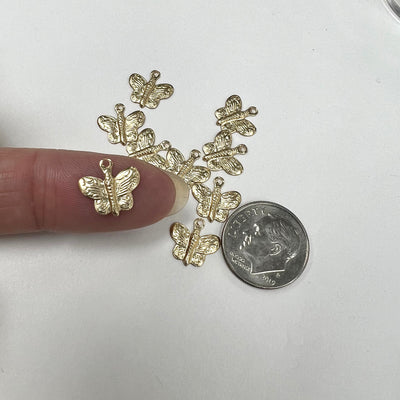 CH04 Butterfly 10mm Wide GF Charm (Pack of 6)