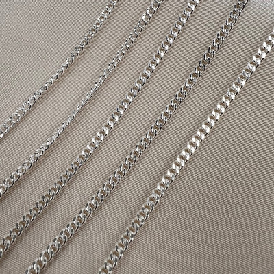 CX33F - Flat Curb Chain Sterling Silver Chain by the foot