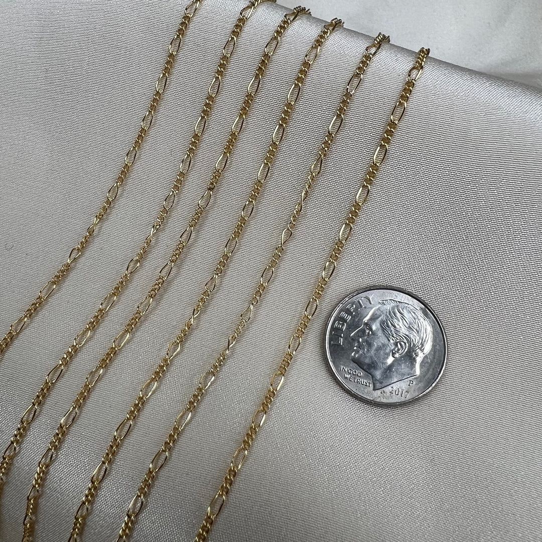 CX28: 1.5mm Round Figaro Chain by the foot