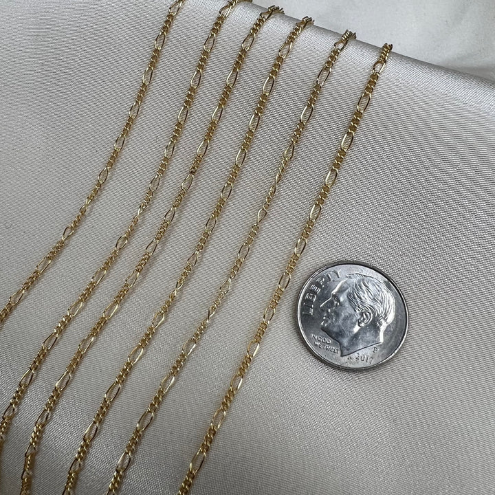 CX28: 1.5mm Round Figaro Chain by the foot