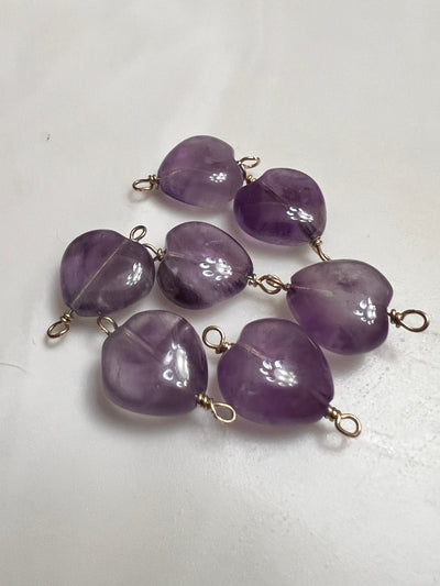 Heart 10mm Wide Amethyst Connecters #8 (pack of 2)