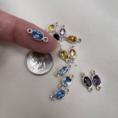 CN-31 - Oval Gemstone Sterling Silver Connectors