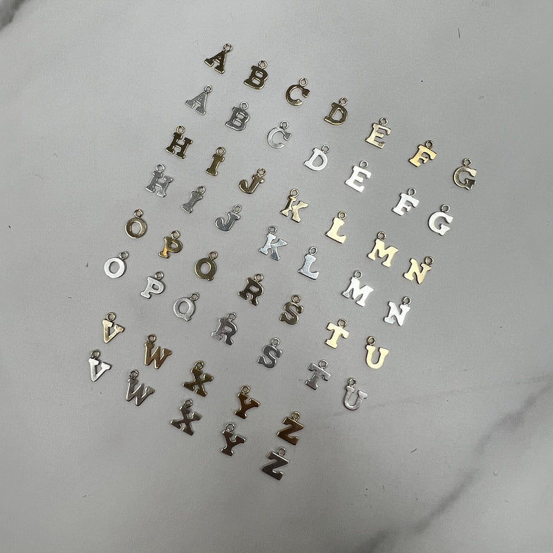 Single Letter Charm Sterling Silver
