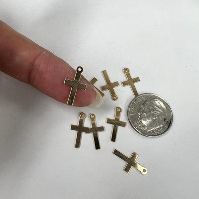 CH-14 Cross 8mm wide GF Charms (Pack of 3)