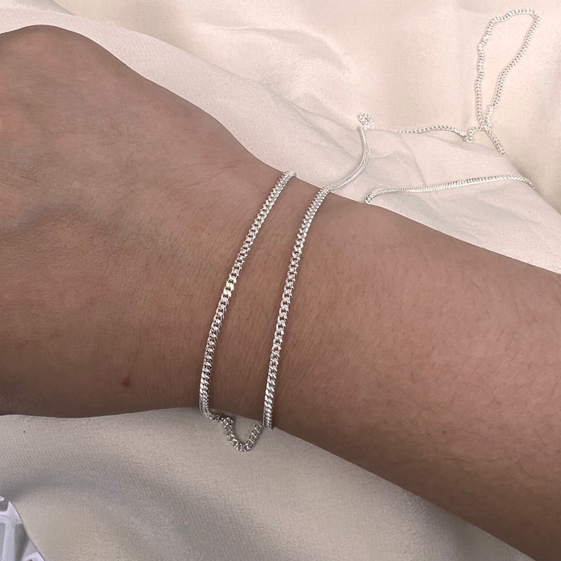 CX33F - Flat Curb Chain Sterling Silver Chain by the foot