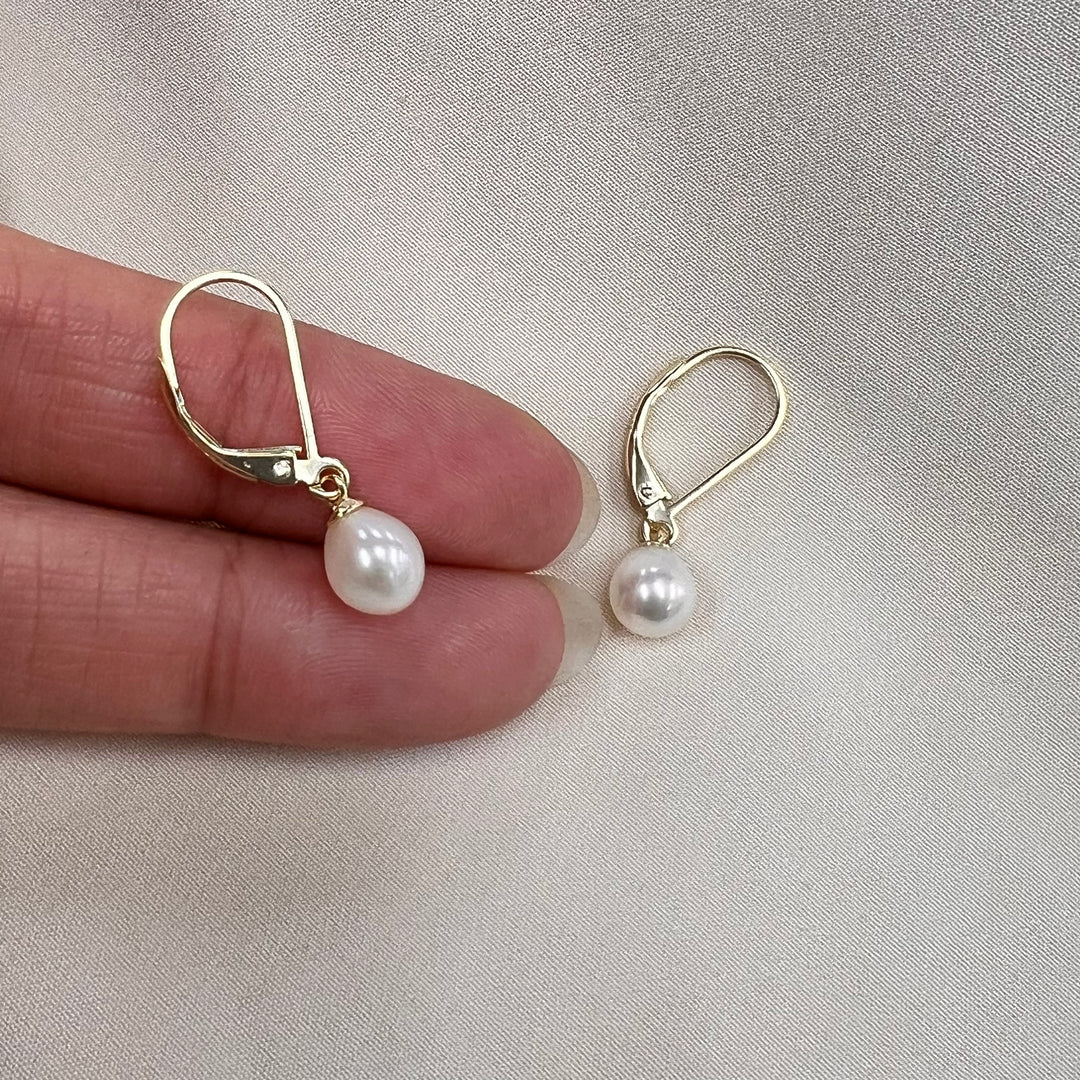 Pearl Earrings on Gold Plated Sterling Silver French Clip