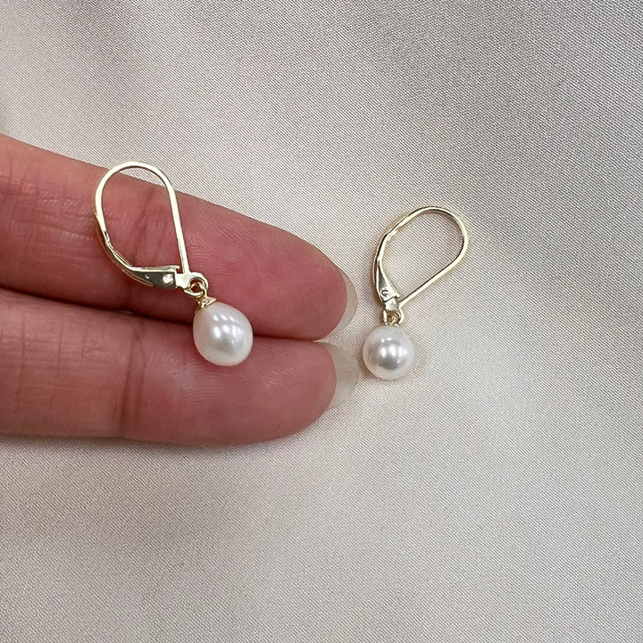 Pearl Earrings on Gold Plated Sterling Silver French Clip