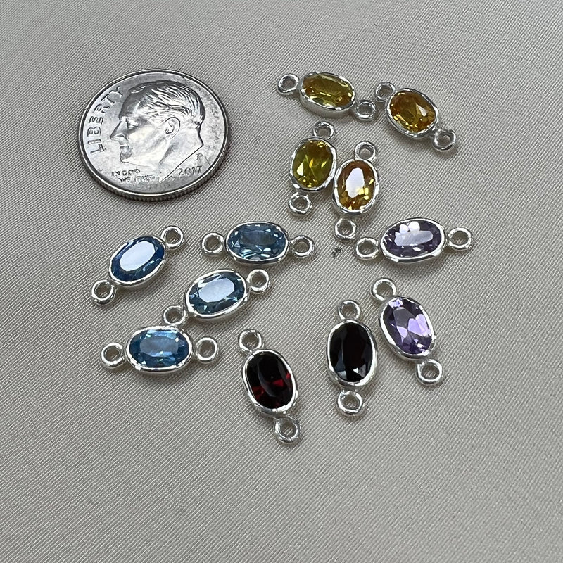 CN-31 - Oval Gemstone Sterling Silver Connectors