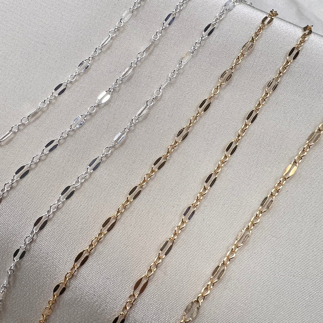 CX36M: Long + Short 2.4mm Medium Lace Chain by the foot