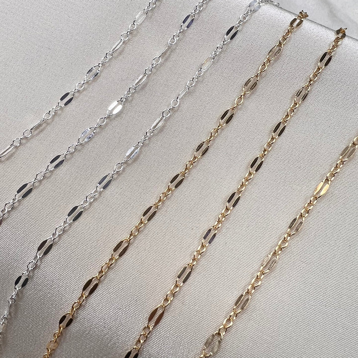 CX36M: Long + Short 2.4mm Medium Lace Chain by the foot